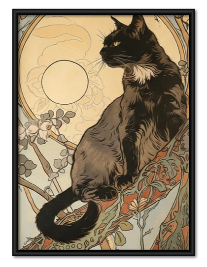 Art Nouveau Woman with Tabby Cat Wall Art