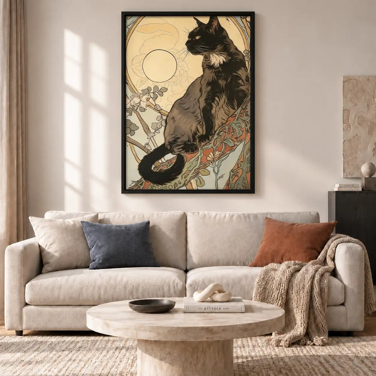 Art Nouveau Woman with Tabby Cat Wall Art 2