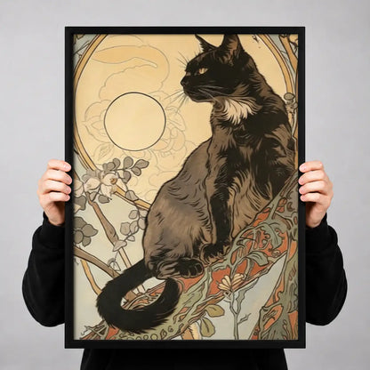 Art Nouveau Woman with Tabby Cat Wall Art 3