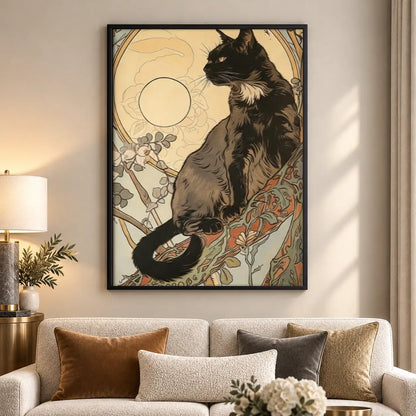 Art Nouveau Woman with Tabby Cat Wall Art 5