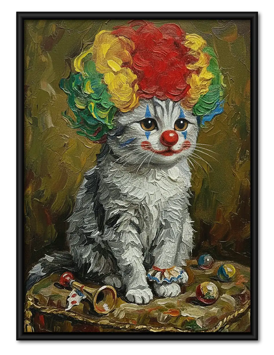 Artistic Gray Cat Portrait Wall Art 1