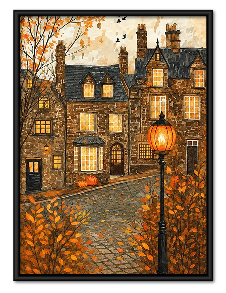 Autumn Evening Street Landscape Wall Art 1