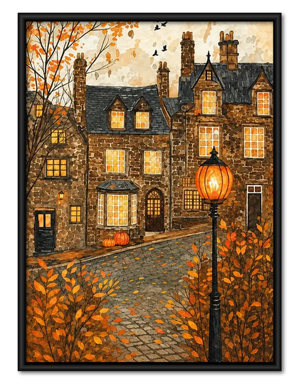 Autumn Evening Street Landscape Wall Art