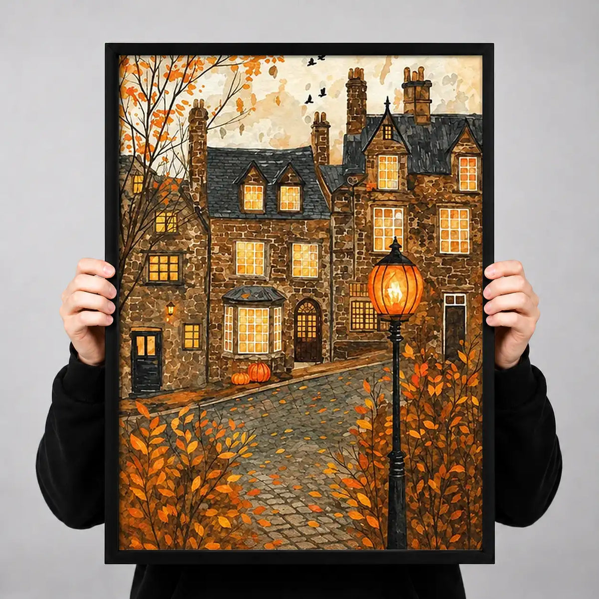 Autumn Evening Street Landscape Wall Art 3