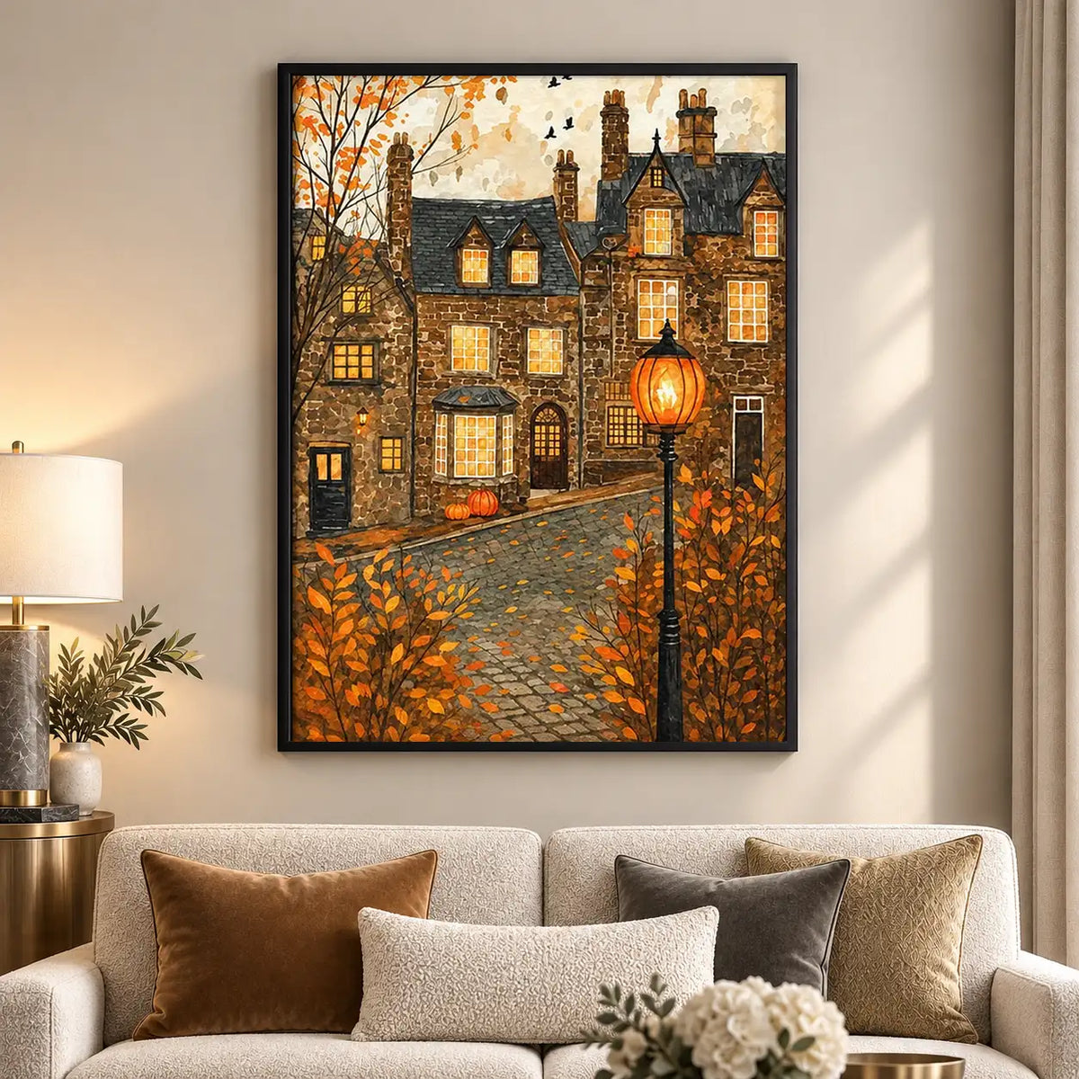 Autumn Evening Street Landscape Wall Art 5