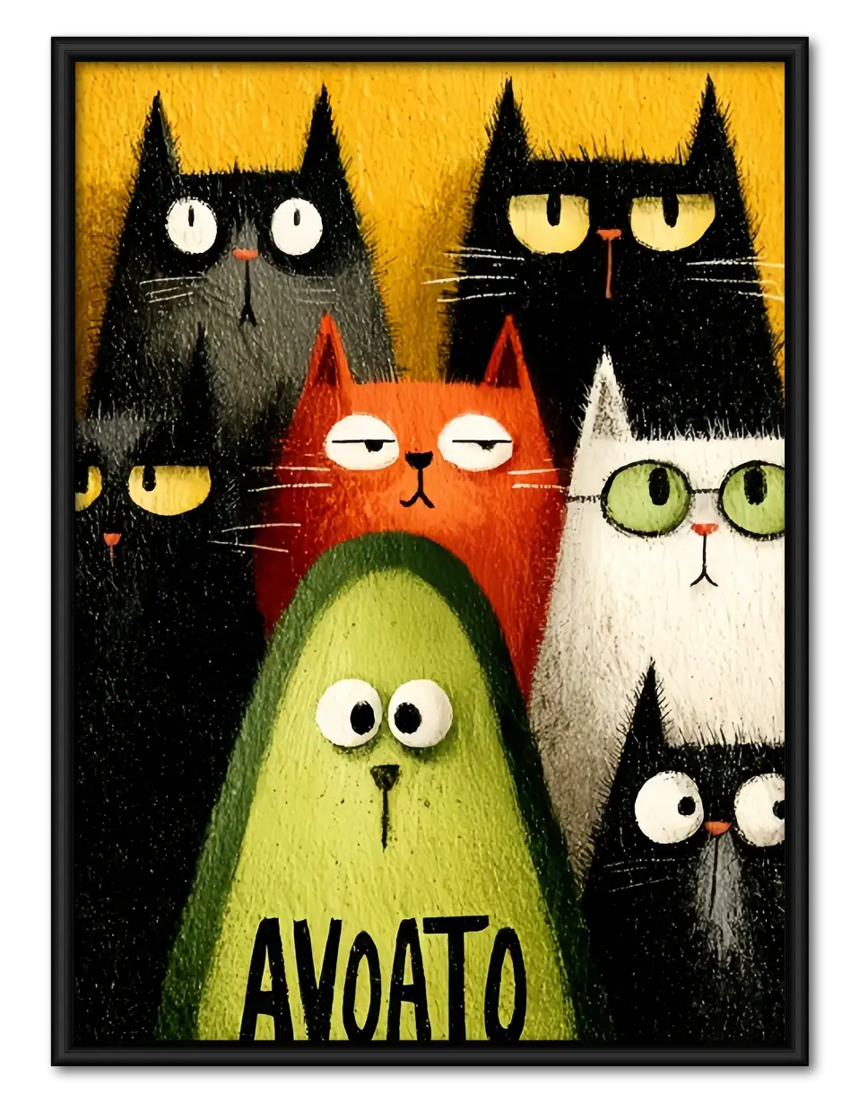 Avocato Colorful Cat Group Wall Art 1