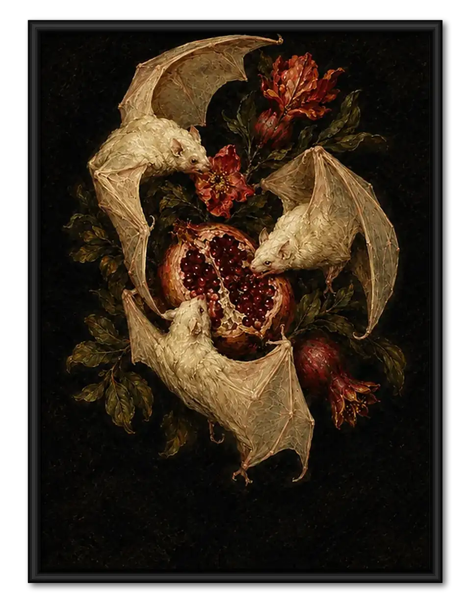 Bat with Pomegranate Botanical Wall Art 1