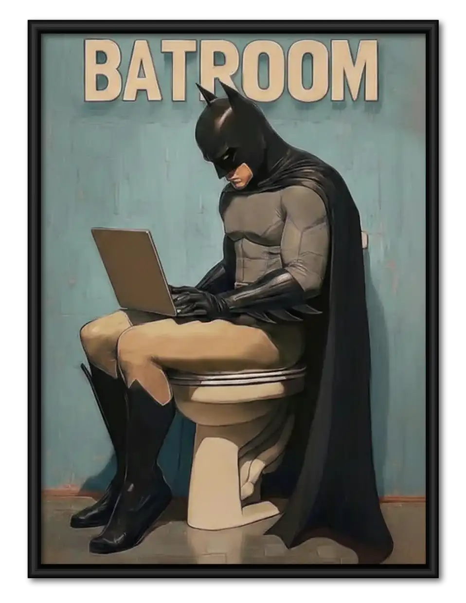Bathroom Man Working on Toilet Wall Art 1