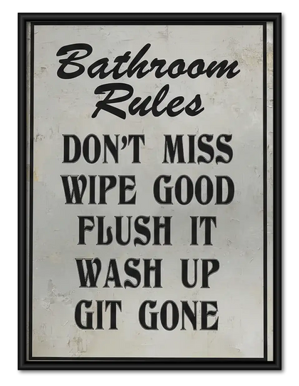 Bathroom Rules Typography Wall Art