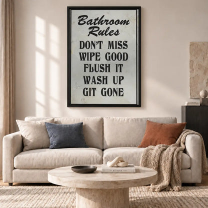 Bathroom Rules Typography Wall Art 2