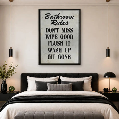 Bathroom Rules Typography Wall Art 4