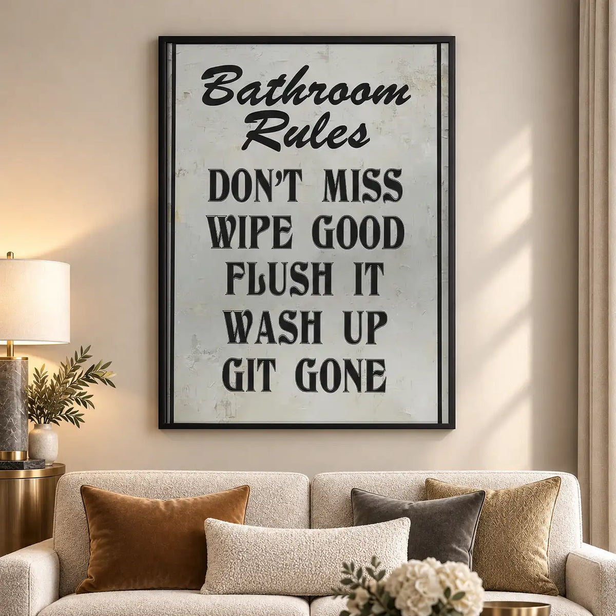 Bathroom Rules Typography Wall Art 5