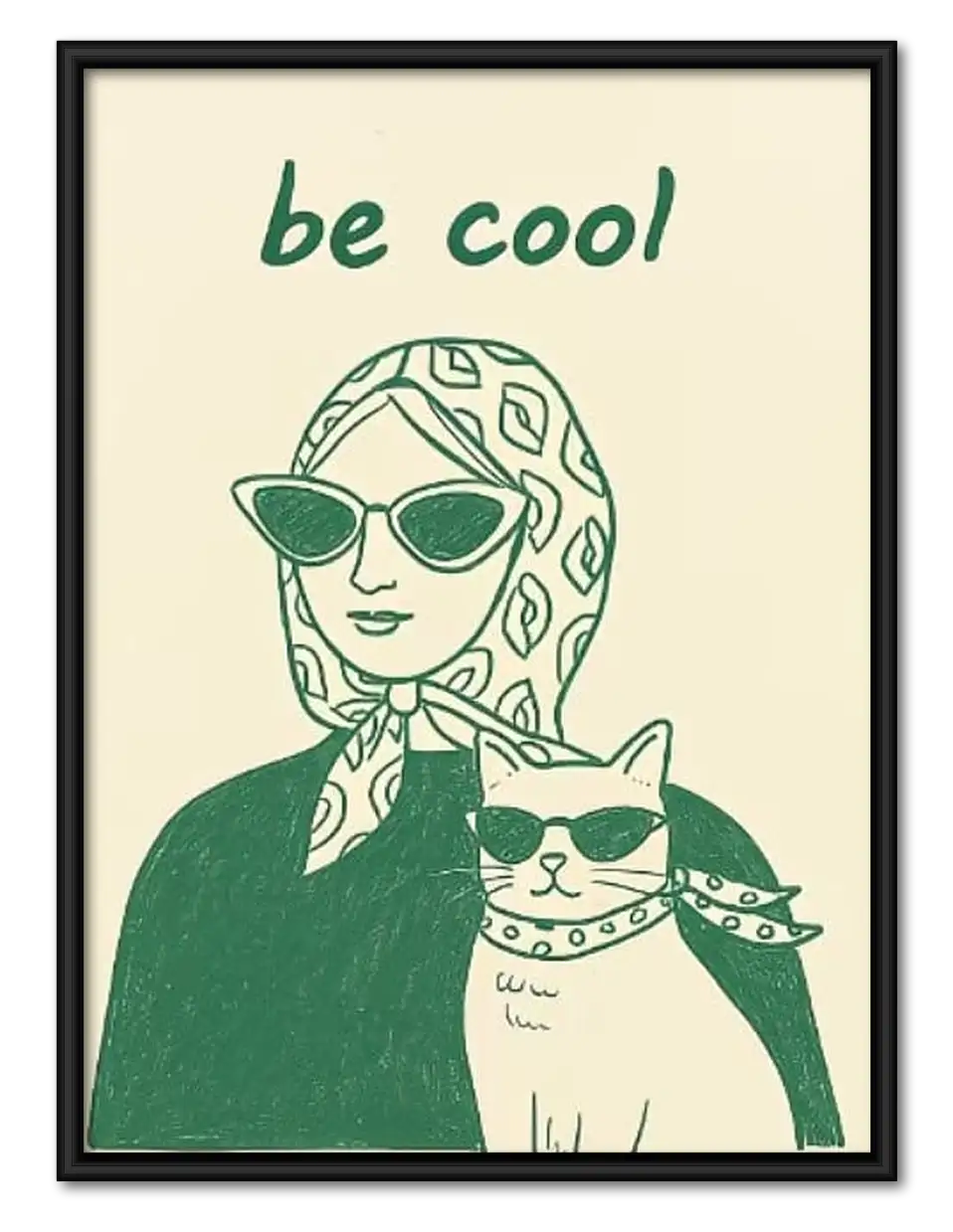 Be Cool Woman and Cat Wall Art 1