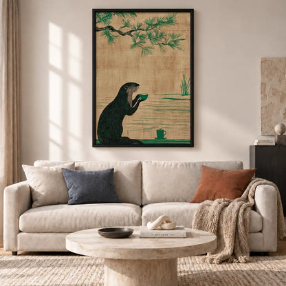 Bear Drinking Tea beneath Bamboo Wall Art 2
