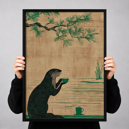 Bear Drinking Tea beneath Bamboo Wall Art 3