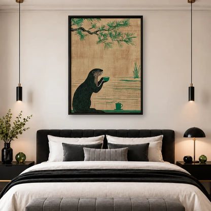 Bear Drinking Tea beneath Bamboo Wall Art 4