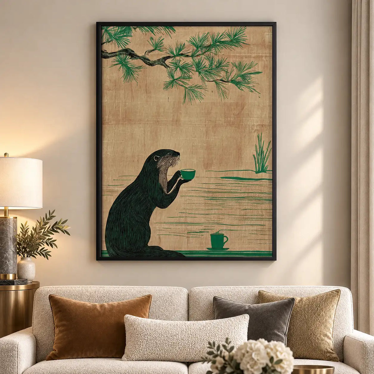 Bear Drinking Tea beneath Bamboo Wall Art 5