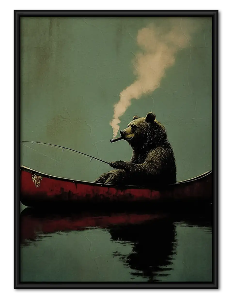 Bear Rowing a Misty Boat Wall Art 1