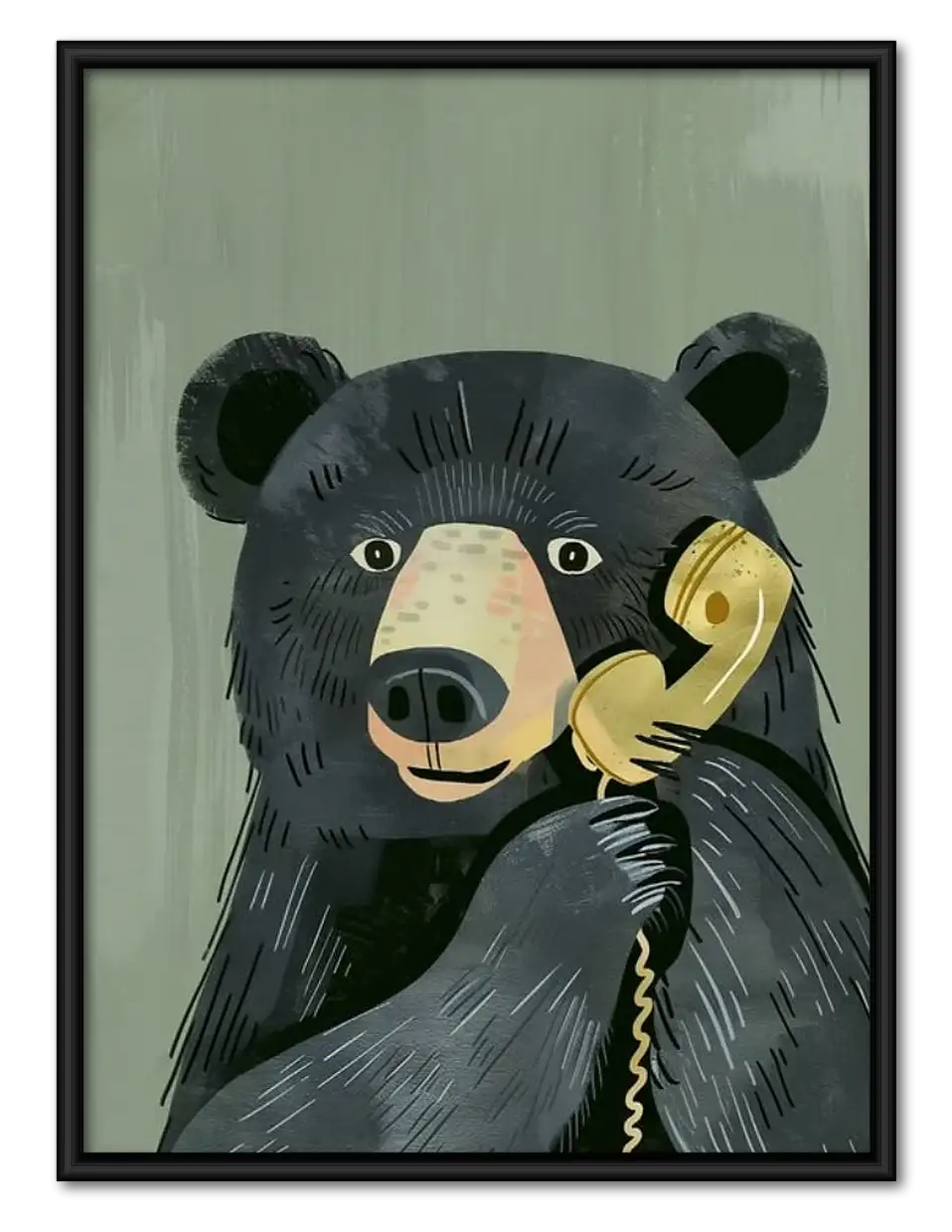 Bear Talking on Vintage Telephone Wall Art 1