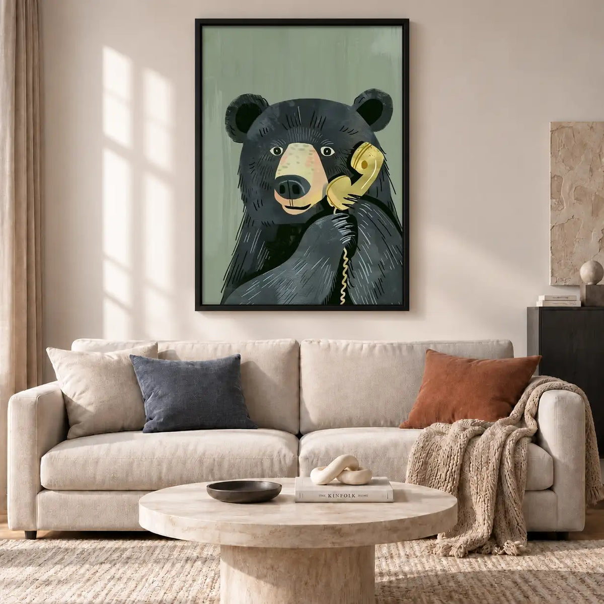 Bear Talking on Vintage Telephone Wall Art 2