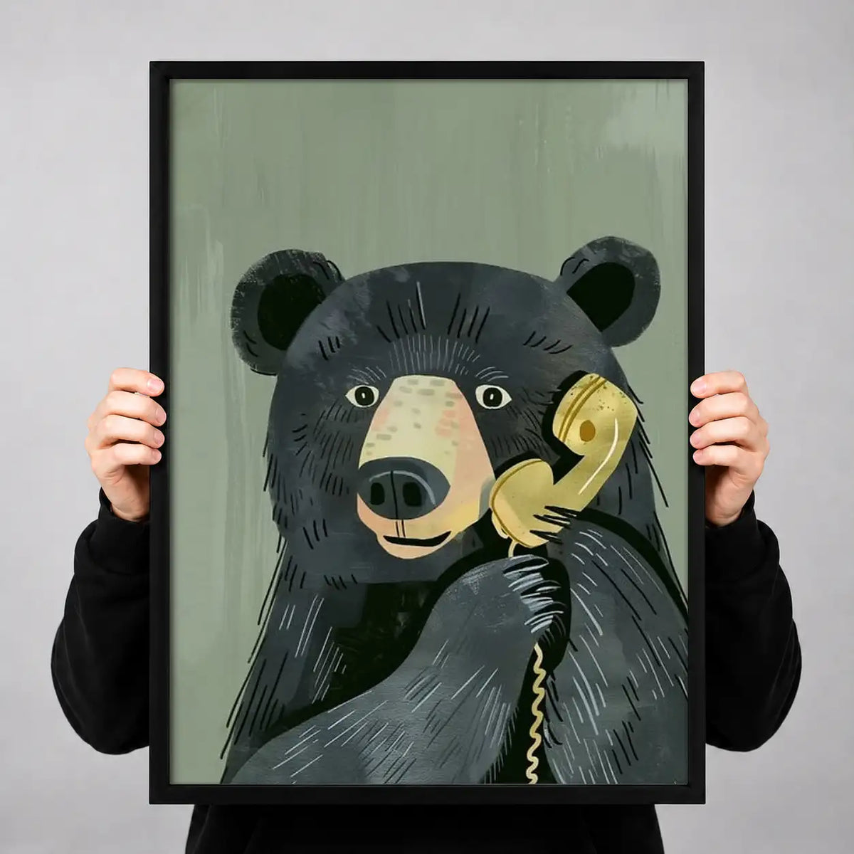 Bear Talking on Vintage Telephone Wall Art 3