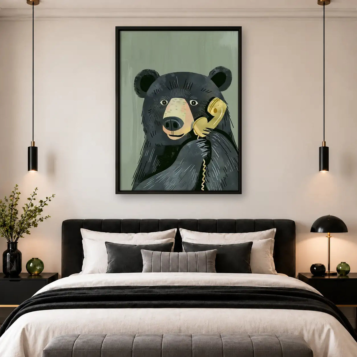 Bear Talking on Vintage Telephone Wall Art 4