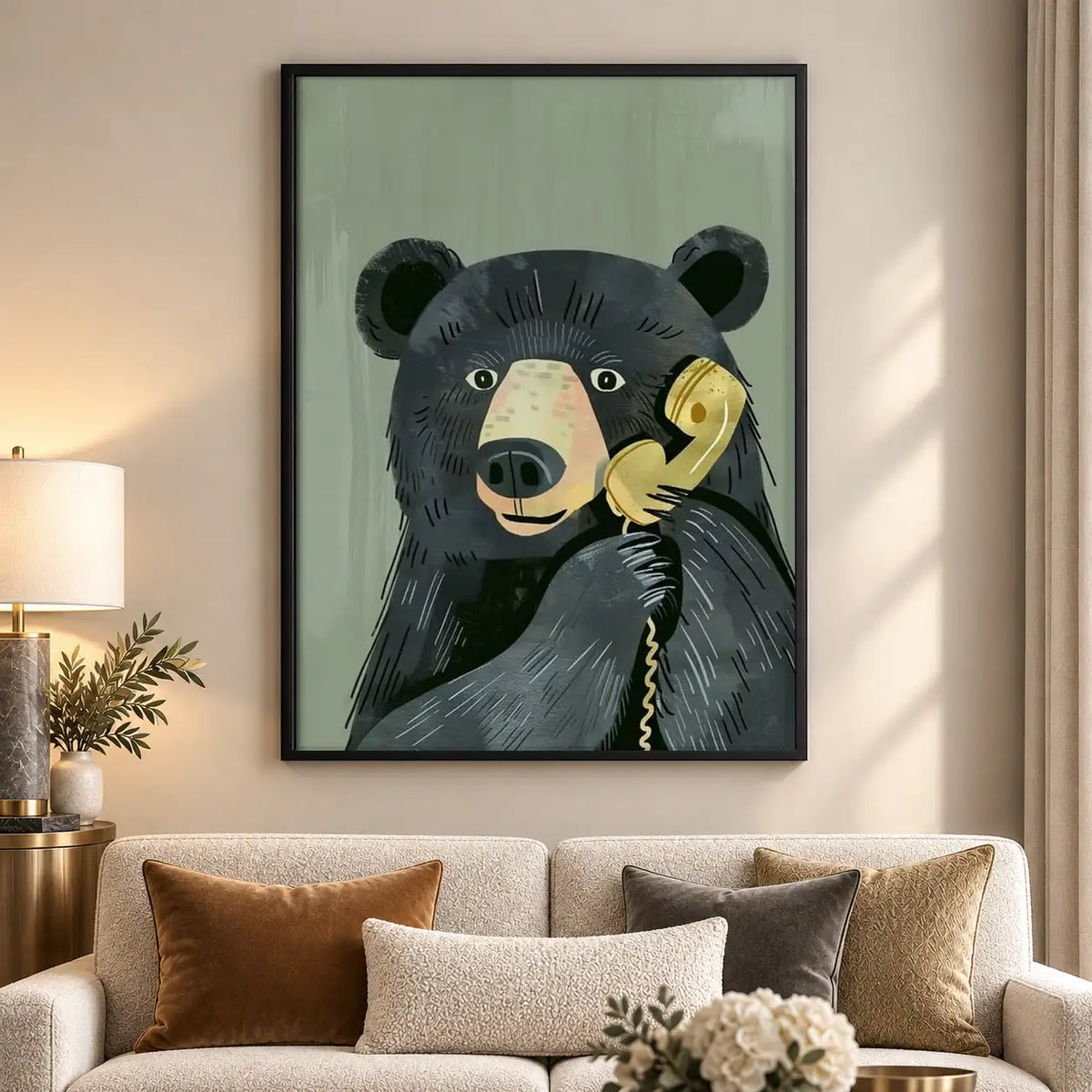 Bear Talking on Vintage Telephone Wall Art 5