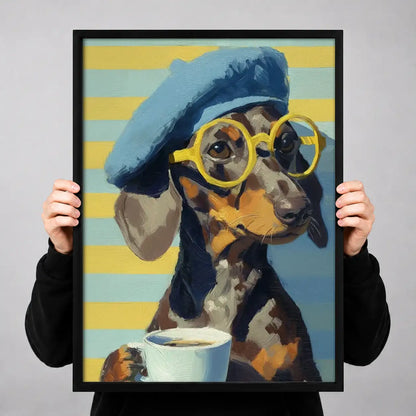 Beret Dachshund with Round Glasses Wall Art 3
