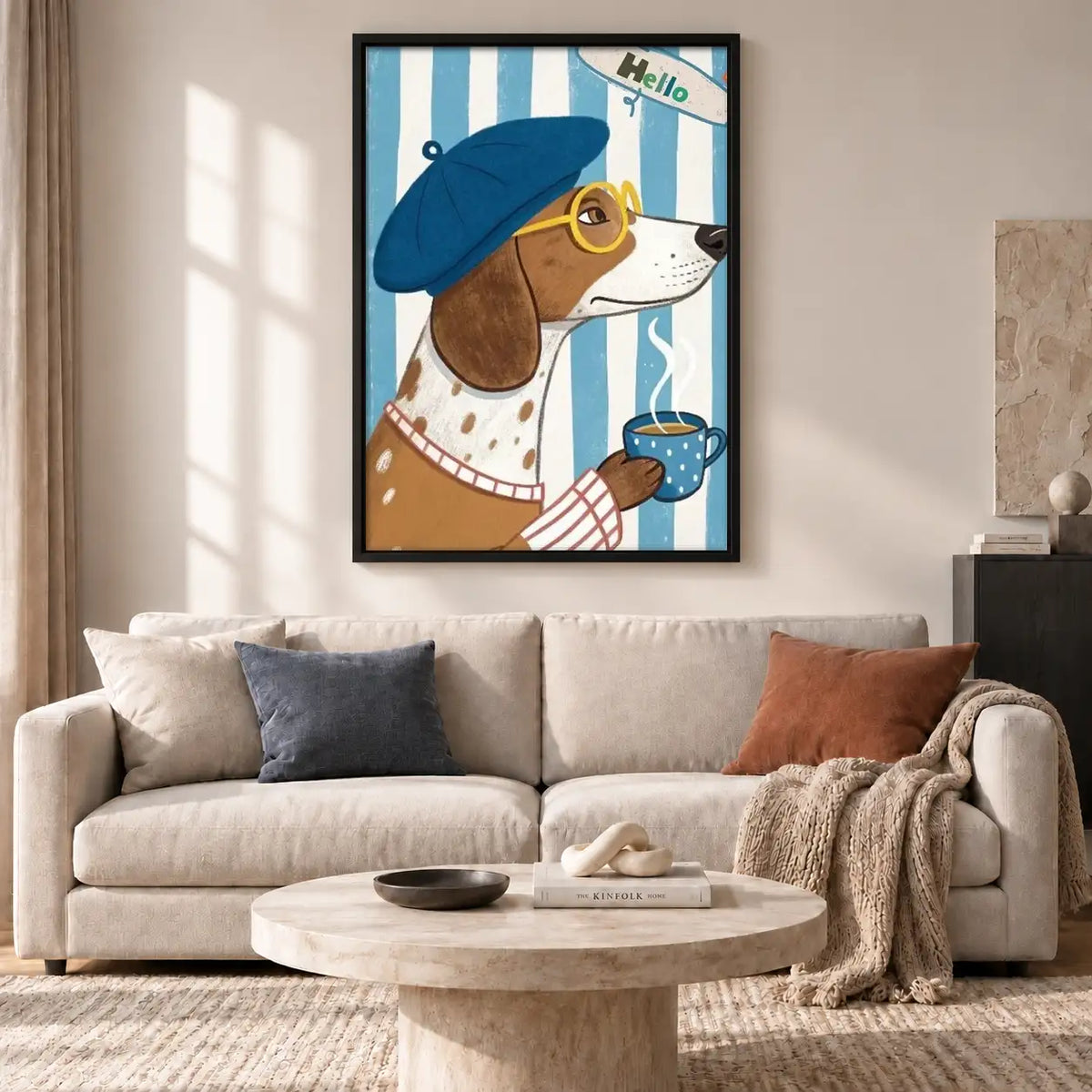 Beret Dog at the Cafe Wall Art 2