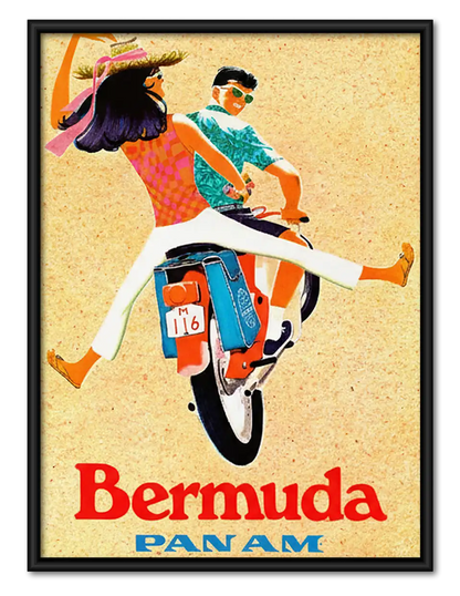 Bermuda Motorcycle Travel Poster Wall Art 1