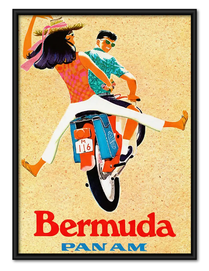 Bermuda Motorcycle Travel Poster Wall Art