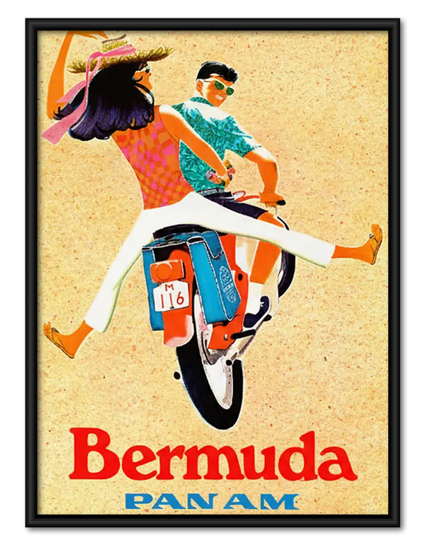 Bermuda Motorcycle Travel Poster Wall Art