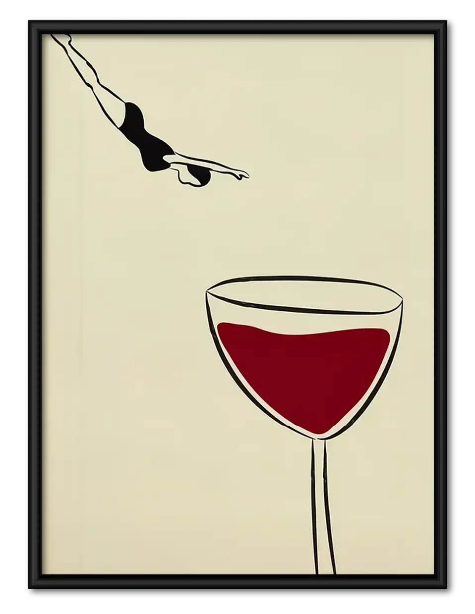 Bird Diving into Wine Glass Wall Art 1
