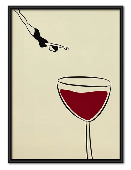 Bird Diving into Wine Glass Wall Art