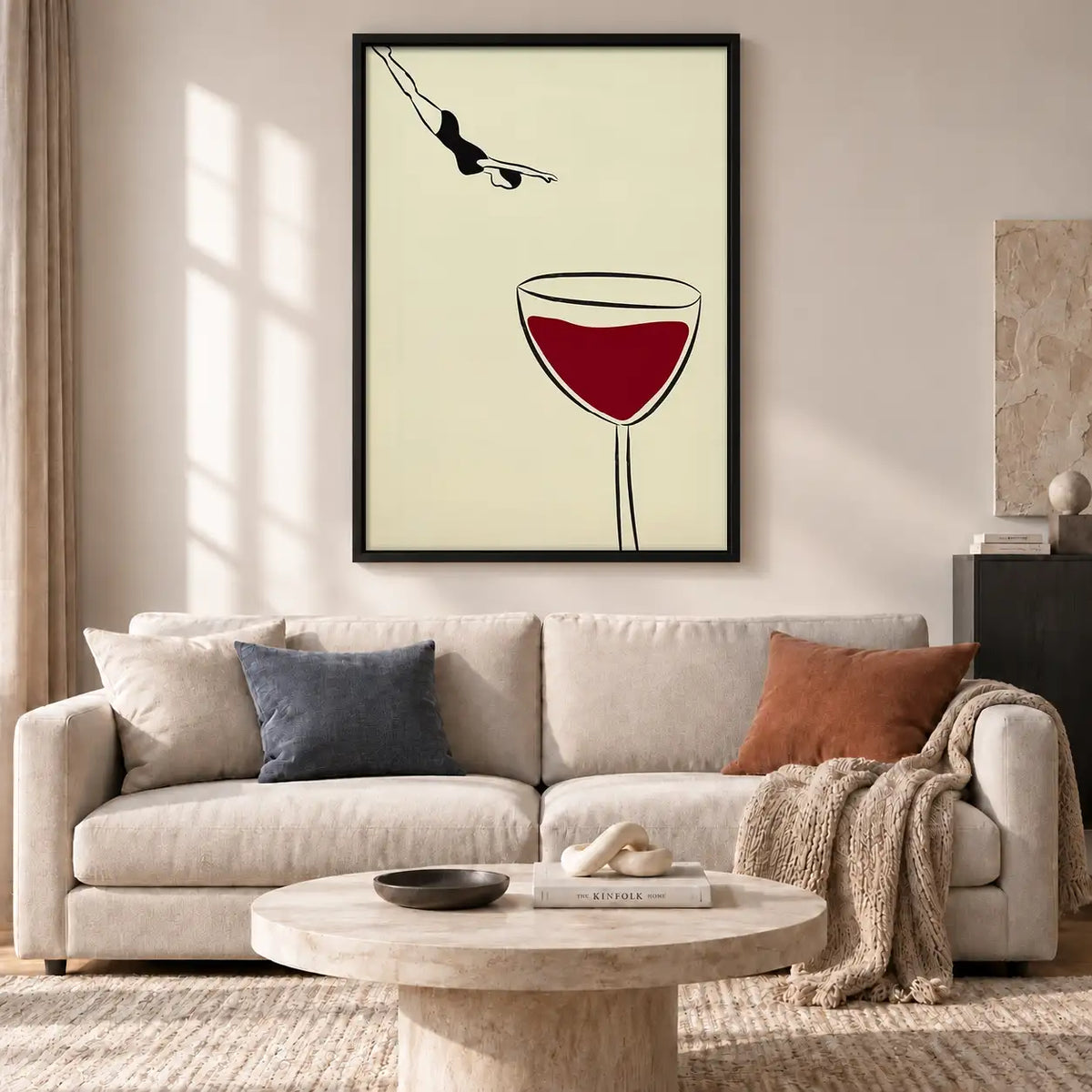 Bird Diving into Wine Glass Wall Art 2