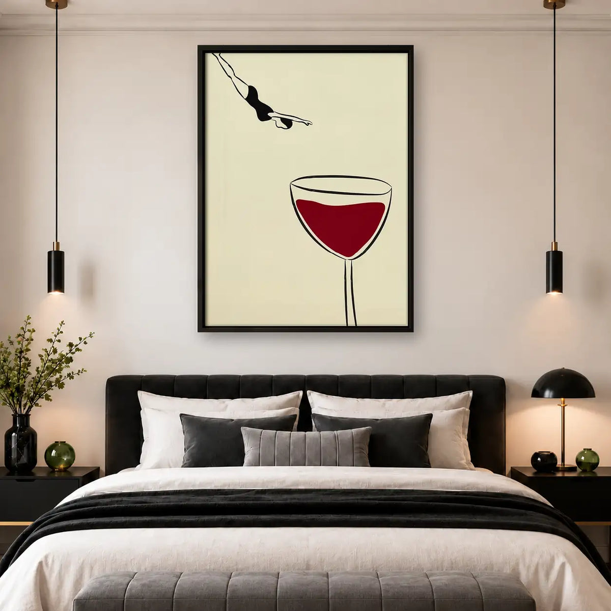 Bird Diving into Wine Glass Wall Art 4