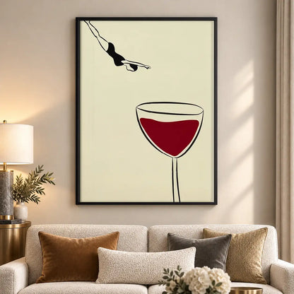 Bird Diving into Wine Glass Wall Art 5