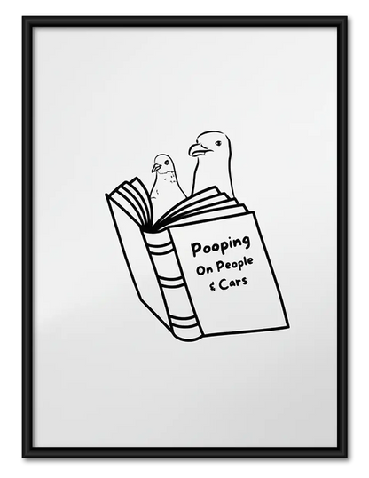 Bird Reading Pooping on People Wall Art 1