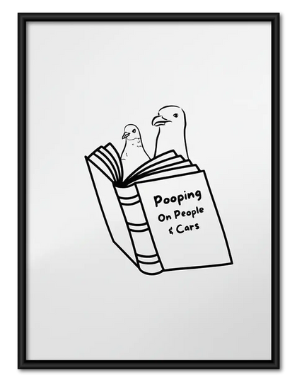 Bird Reading Pooping on People Wall Art