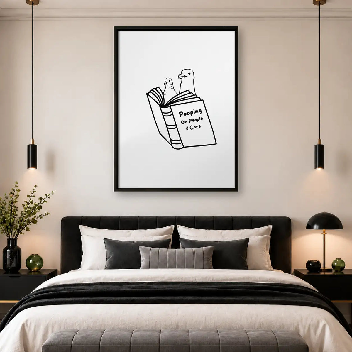 Bird Reading Pooping on People Wall Art 4