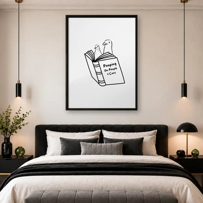 Bird Reading Pooping on People Wall Art 4