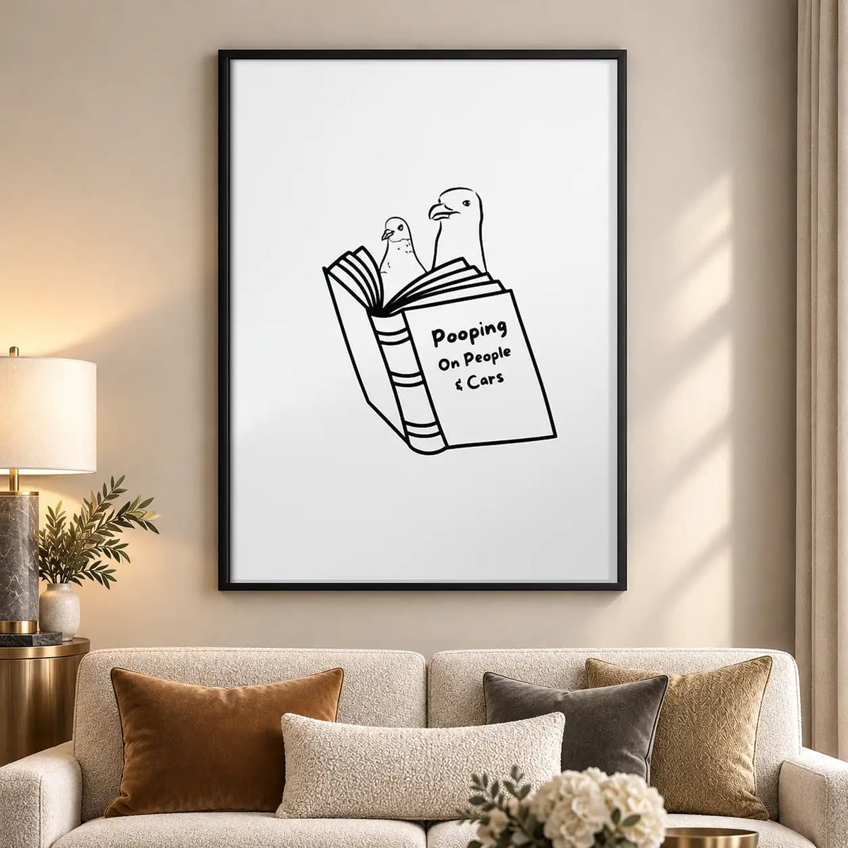 Bird Reading Pooping on People Wall Art 5