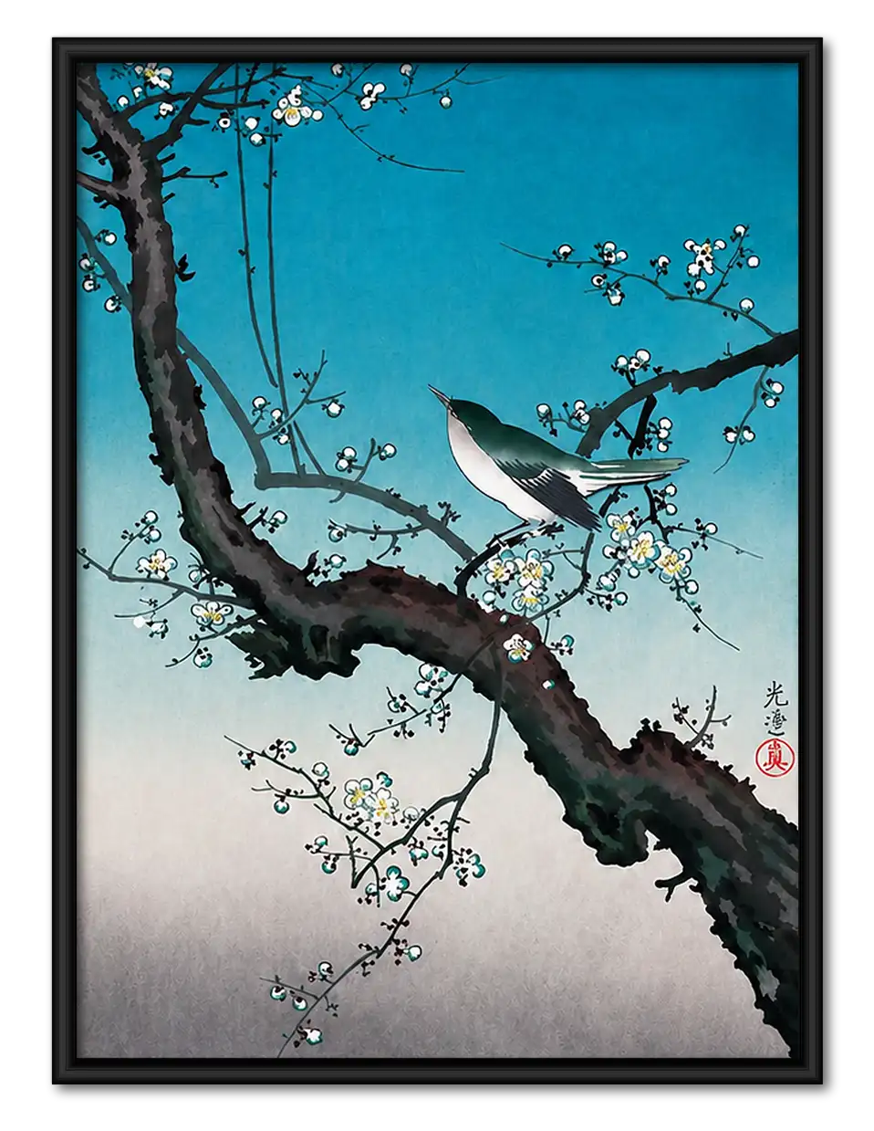Birds on Blue Blossom Branch Wall Art 1