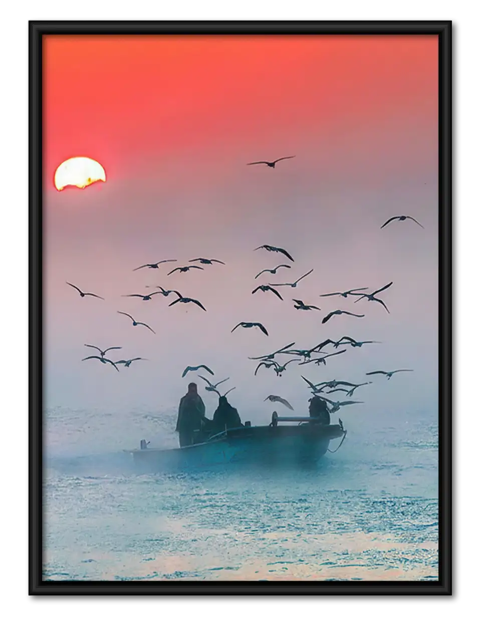 Birds over Misty Blue Sea Wall Art 1