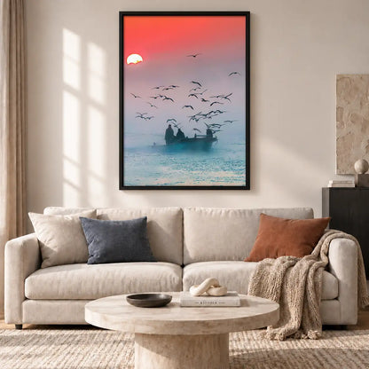 Birds over Misty Blue Sea Wall Art 2