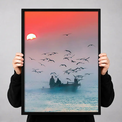 Birds over Misty Blue Sea Wall Art 3