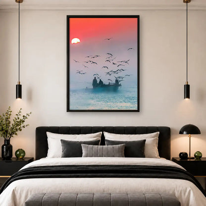 Birds over Misty Blue Sea Wall Art 4