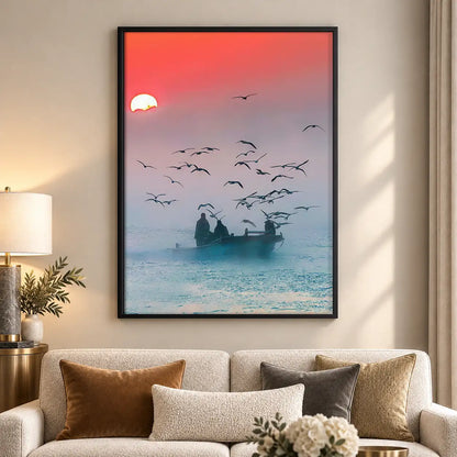 Birds over Misty Blue Sea Wall Art 5