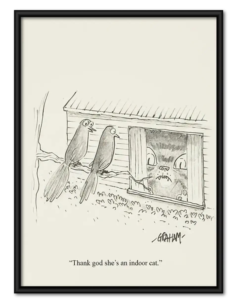 Birds Watching from Window Sketch Wall Art 1