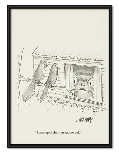 Birds Watching from Window Sketch Wall Art 1